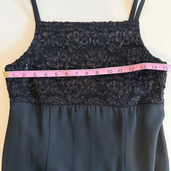 Black Lace Bodice Spaghetti Strap Maxi Dress Goth Dark Romantic - Picture 5 of 11